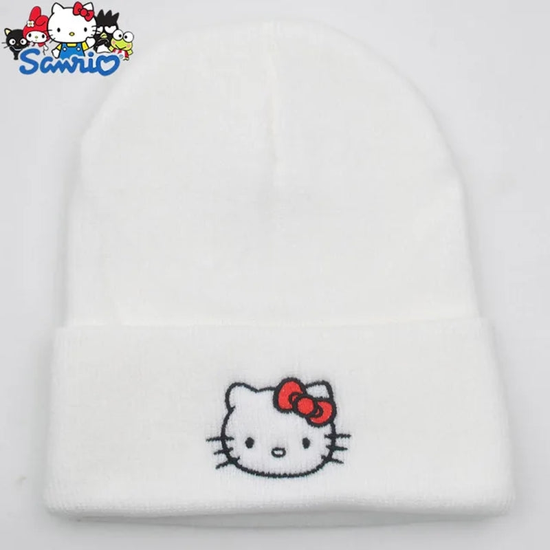 Hello Kitty Kuromi Knitted Hats Melody Cinnamoroll Couple Stuff Beanie Winter Keeps Student Warm Winter Cap Bonnet Female