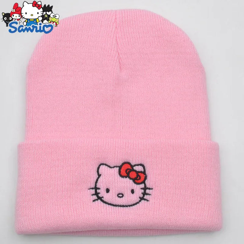 Hello Kitty Kuromi Knitted Hats Melody Cinnamoroll Couple Stuff Beanie Winter Keeps Student Warm Winter Cap Bonnet Female