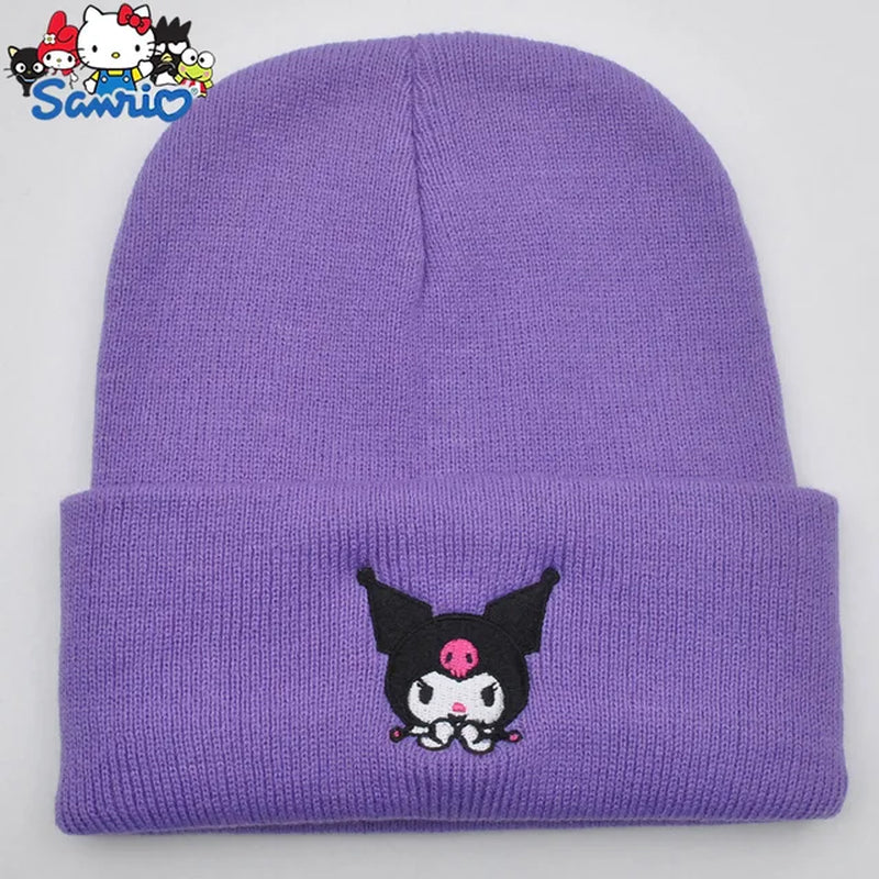 Hello Kitty Kuromi Knitted Hats Melody Cinnamoroll Couple Stuff Beanie Winter Keeps Student Warm Winter Cap Bonnet Female