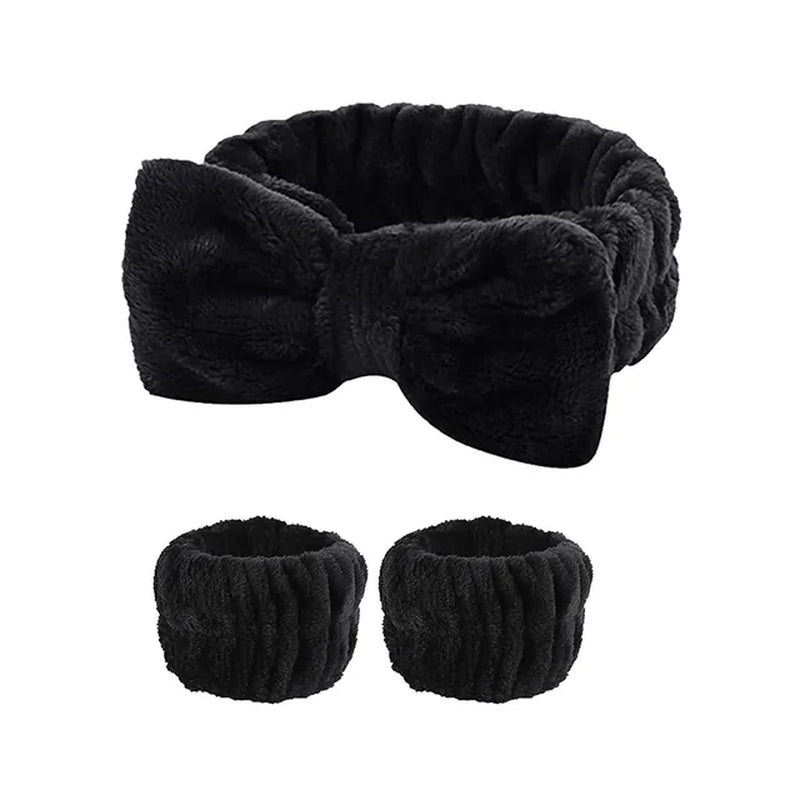 Wash Face Headbands for Women Coral Fleece Hair Bands Cuff Waterproof Bands Absorbent Wristbands Head Band Hair Accessories Set