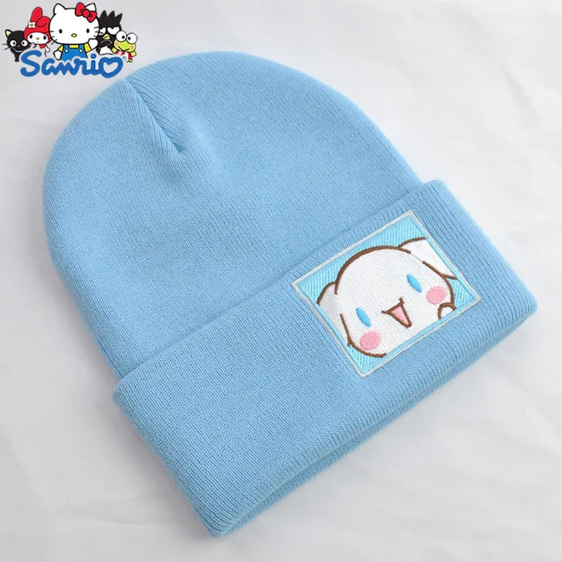 Hello Kitty Kuromi Knitted Hats Melody Cinnamoroll Couple Stuff Beanie Winter Keeps Student Warm Winter Cap Bonnet Female