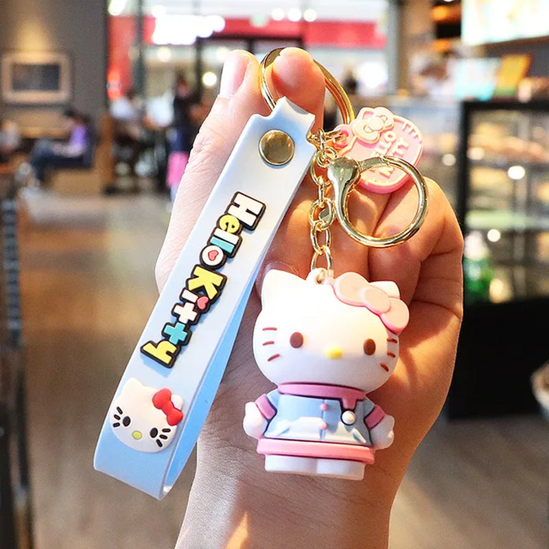 Anime Kawaii Sanrio Hello Kitty Keychain Pendant Holder Key Chain Car Keyring Mobile Phone Bag Hanging Jewelry Kids Gifts