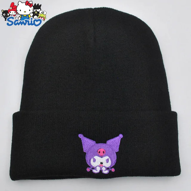 Hello Kitty Kuromi Knitted Hats Melody Cinnamoroll Couple Stuff Beanie Winter Keeps Student Warm Winter Cap Bonnet Female