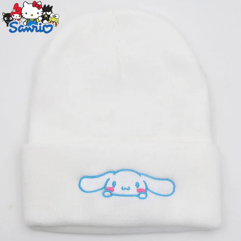 Hello Kitty Kuromi Knitted Hats Melody Cinnamoroll Couple Stuff Beanie Winter Keeps Student Warm Winter Cap Bonnet Female