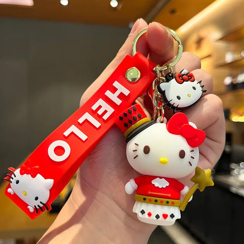 Anime Kawaii Sanrio Hello Kitty Keychain Pendant Holder Key Chain Car Keyring Mobile Phone Bag Hanging Jewelry Kids Gifts