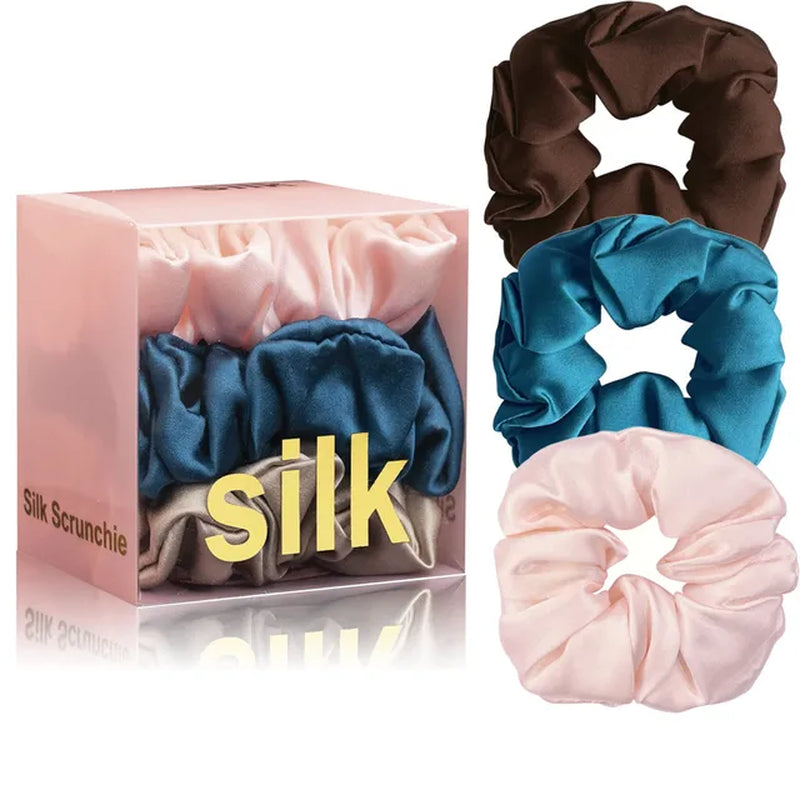 1 Box 100% Pure Mulberry Silk Hair Scrunchies Silk Hair Ties Hairbands Skinny Scrunchies Ponytail Holders Hair Care Accessories